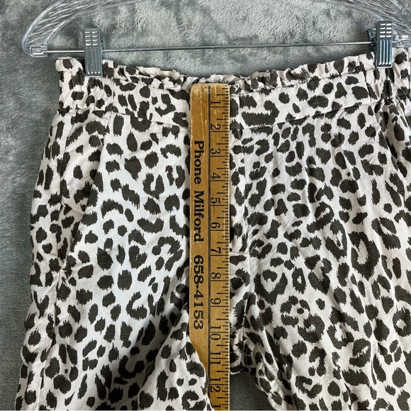 J Crew Leopard Print Linen Blend Plants 4 Stretchy Waist Jaguar Animal Preppy - Picture 9 of 14